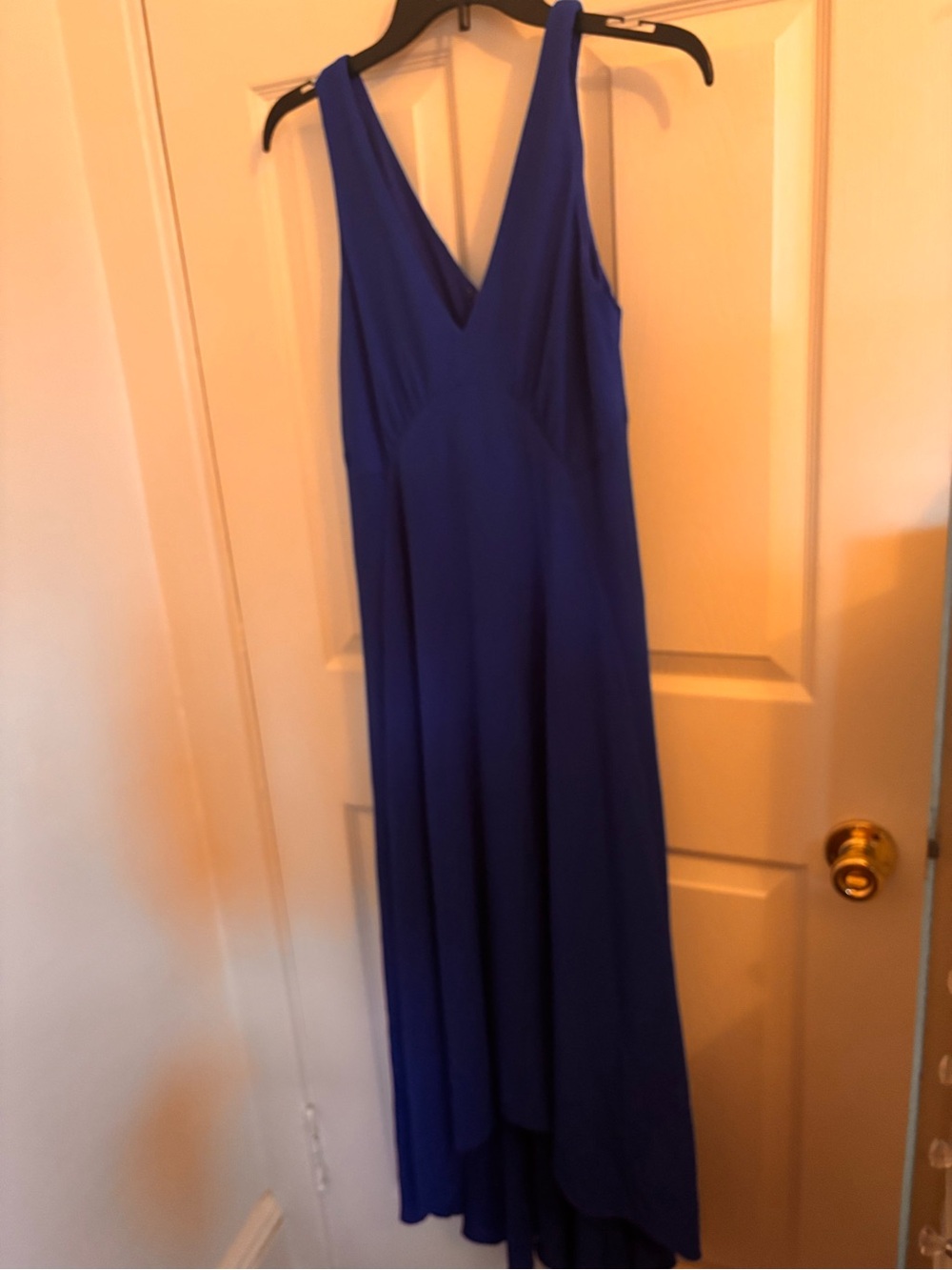 Nicole Miller Cobalt V-Neck High-Low Maxi Dress